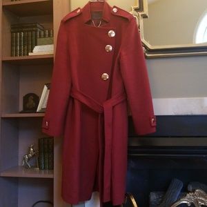 Ginger & smart red coat with rose gold buttons